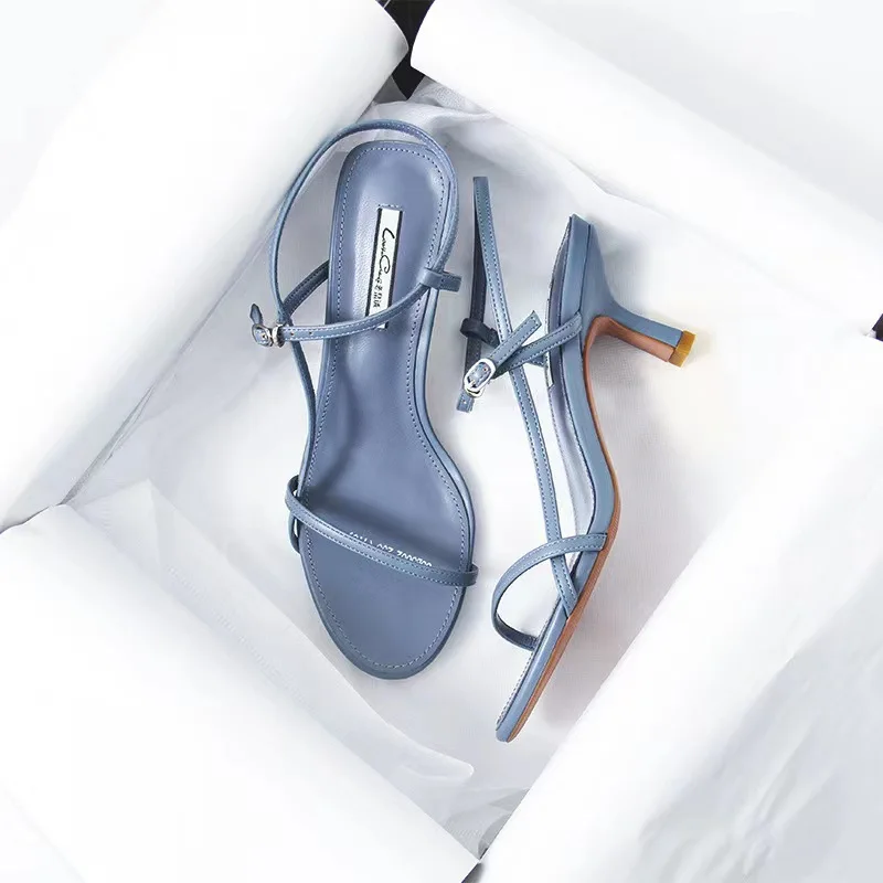 

Women's Sandals 2024 Summer Black Comfortable Elegant New Stiletto Heel Open Toe Outdoor Casual Fashion Girls
