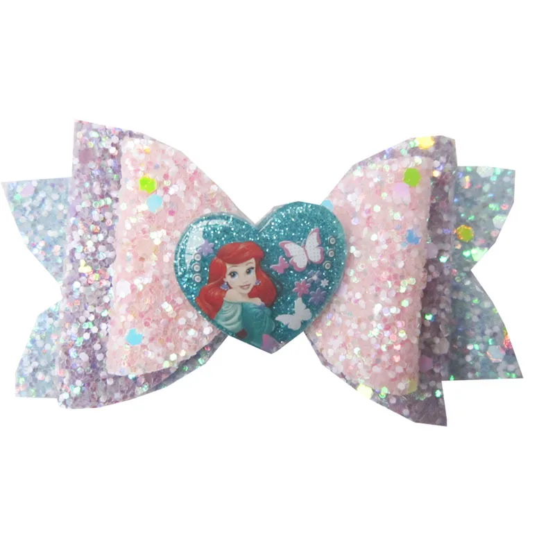 Disney Princess doll Accessory hair clip girl cartoon hair pin Frozen Elsa doll Bow clip