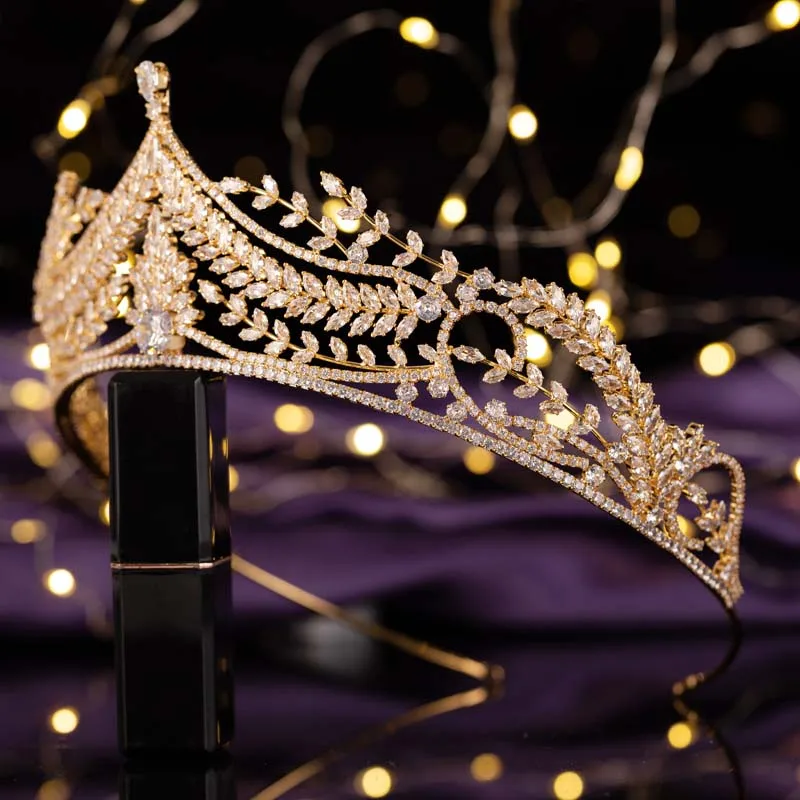 HADIYANA Gorgeous Fashionable Cubic Zirconia Hair Accessory BC6669 Luxury Crystal Crowns and Tiaras Princess Birthday Party Gift