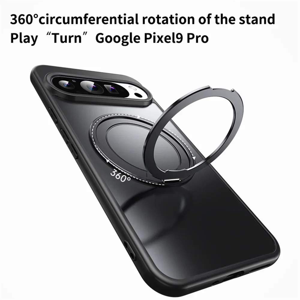 360° Rotating Magnetic Metal Stand Shockproof Case with Wireless Charging Compatibility
