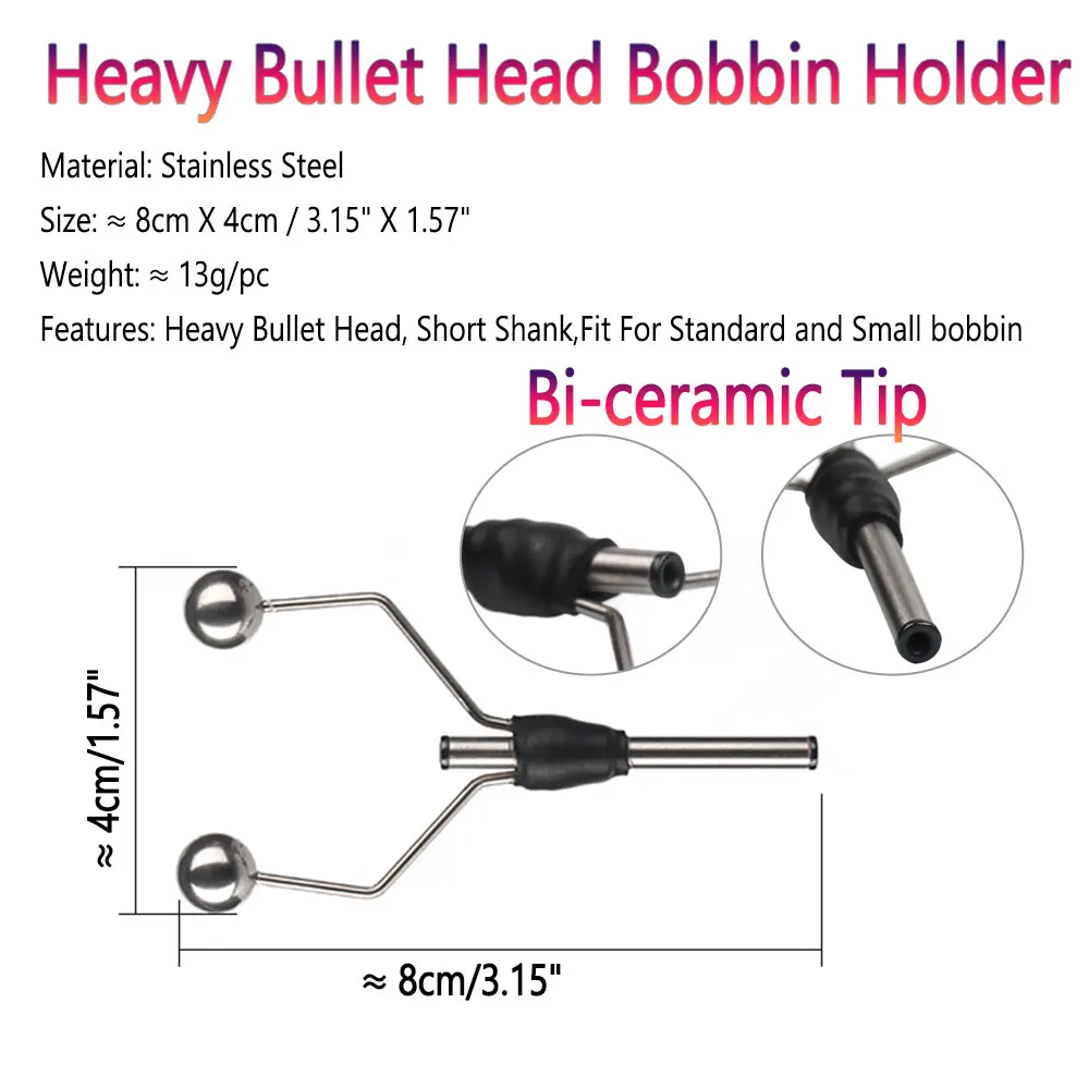 Bimoo 1PC Heavy Bullet Head Bi-ceramic Tip Fly Tying Bobbin Holder For  Standard Bobbin Fishing Flies Lure Baits Making Tool