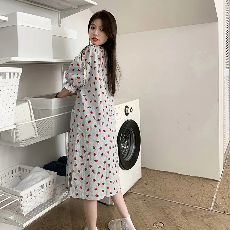 Summer Pajamas Set Short Sleeve Women's Pajamas Sleepwear Home wear Girls Flower Print Sleepwear korean Style One Piece Pajamas