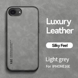 Luxury Business Leather Shockproof Silicone Soft Case Cover - Silky Feel - iPhone 17 E (Light Grey)
