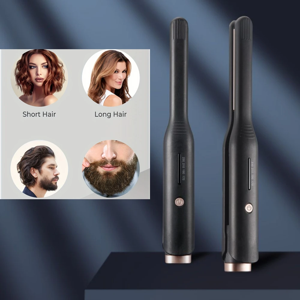 2 In 1 Hair Straightener & Curler Small Flat Iron Ceramic Hair Crimper Corrugation Short Straightening Curling Styling Tool