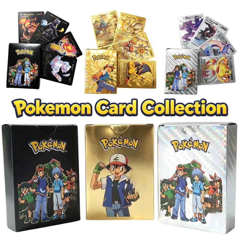 55PCS Gold Foil Charizard Cards - Premium English Edition Game Card Collection Gift Set