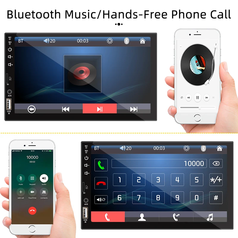 7 Inch Car Radio 1 Din MP5 Player Touch Screen Multimedia FM ISO Power Aux Input