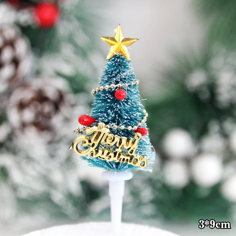 10 Stück Kuchendekorationen mit Weihnachtsthema, Weihnachts-Cupcake-Topper, fügen Sie eine Flagge ein, Neujahrsparty, Mini-Weihnachtsmann-Schneemann-Stil, Kuchendekoration – Detail 10