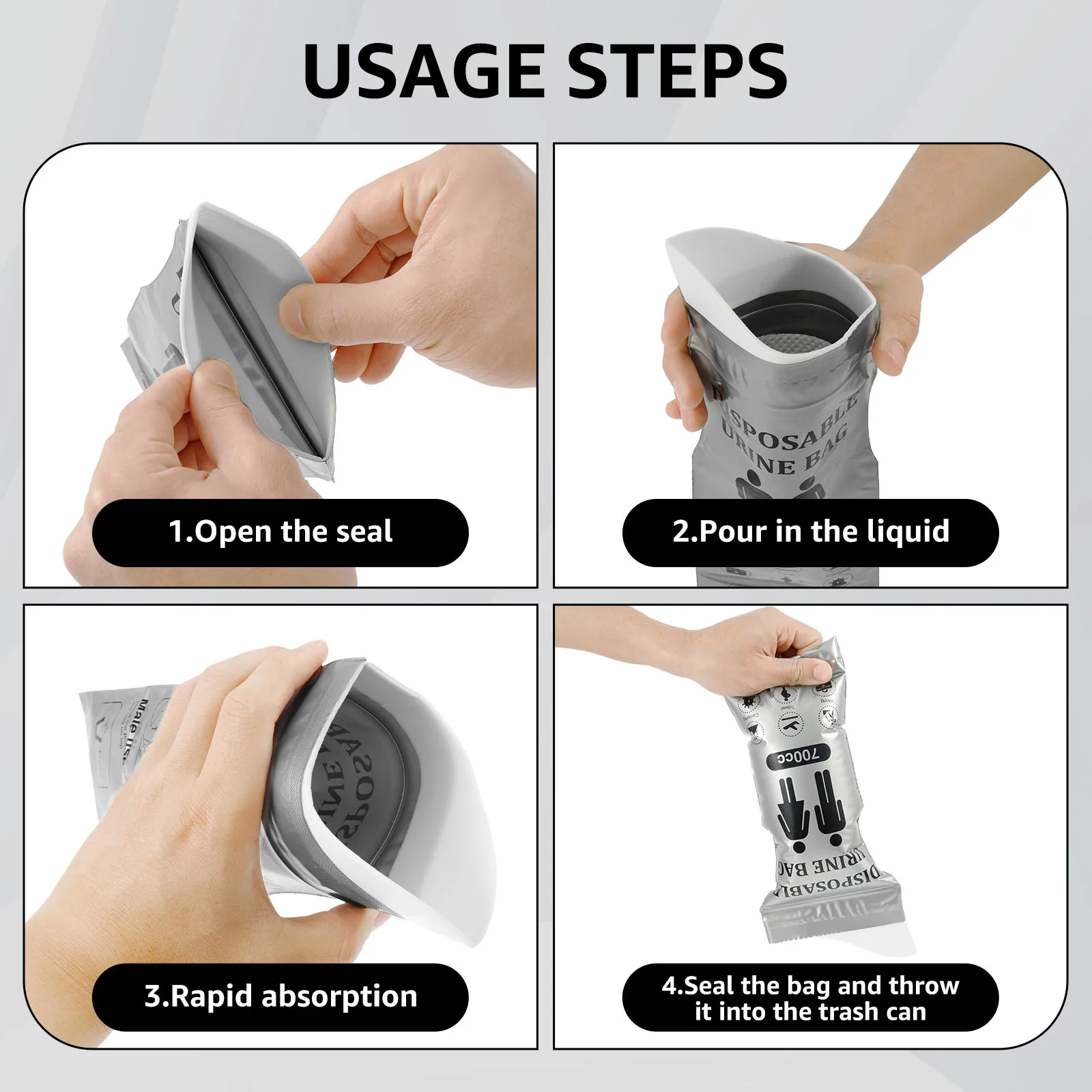 24Pcs Urine Bag 700ML Outdoor Emergency Urinal Pouch Portable Travel Pee Bag Vomit Pocket Disposable Travel Mobile Toilet Unisex