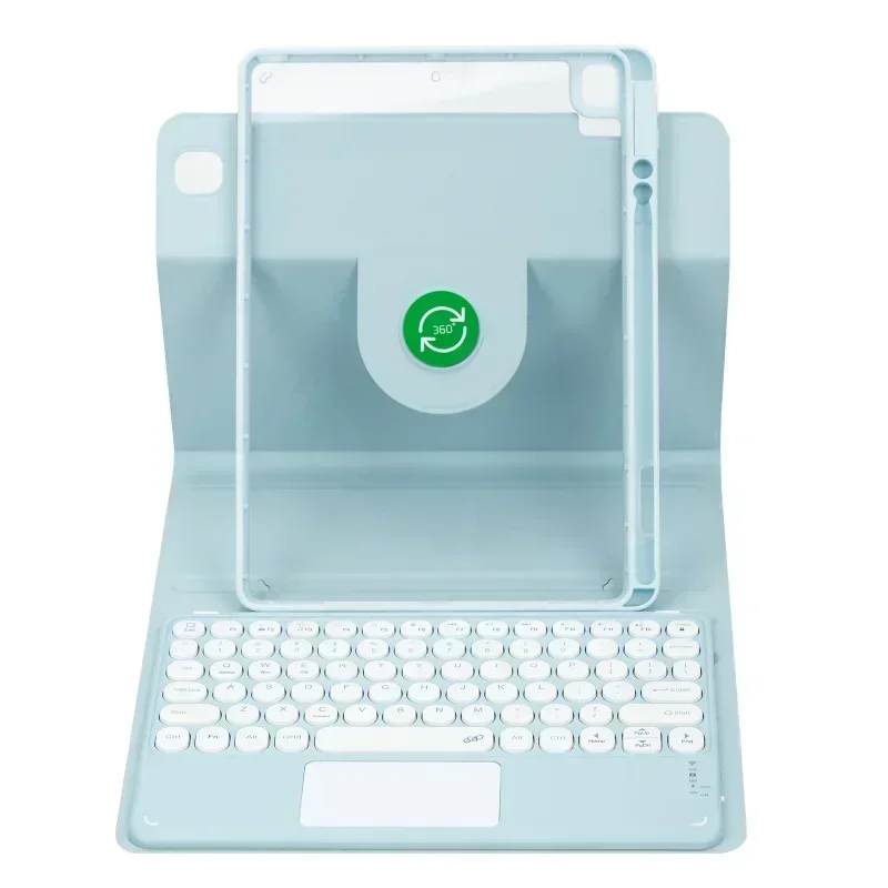 360-Degree Rotating Acrylic Keyboard Case with Pencil Slot