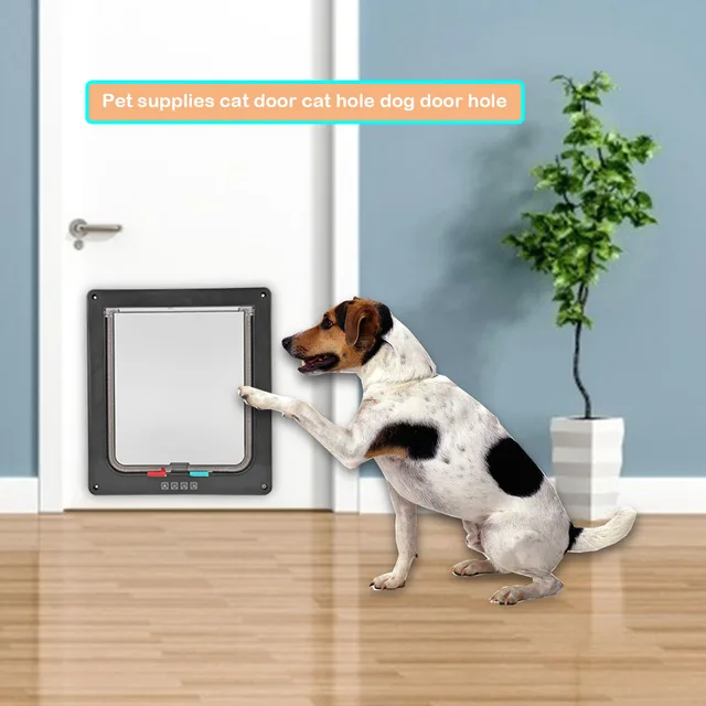 4 Way ABS Animal Pet Kitten Puppy Security Flap Door Safe Dog Cat Gate Doors 4