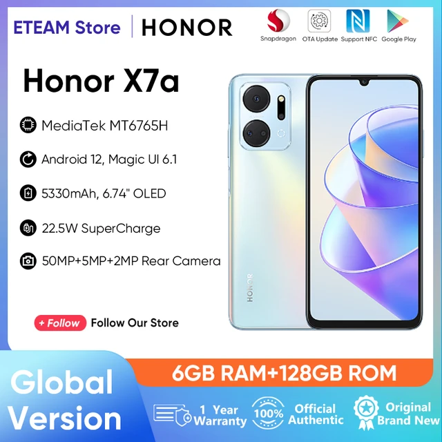Original HONOR X7a Global Version 6.74’’ 90Hz Fullview Display 5330mAh  128GB Android 12 4G 50MP Quad Camera 22.5W Super Charge
