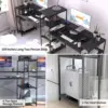 Two Person Computer Desk with Storage Shelves, 109 inches Extra Long Double Workstation Desk with Printer Shelf 6