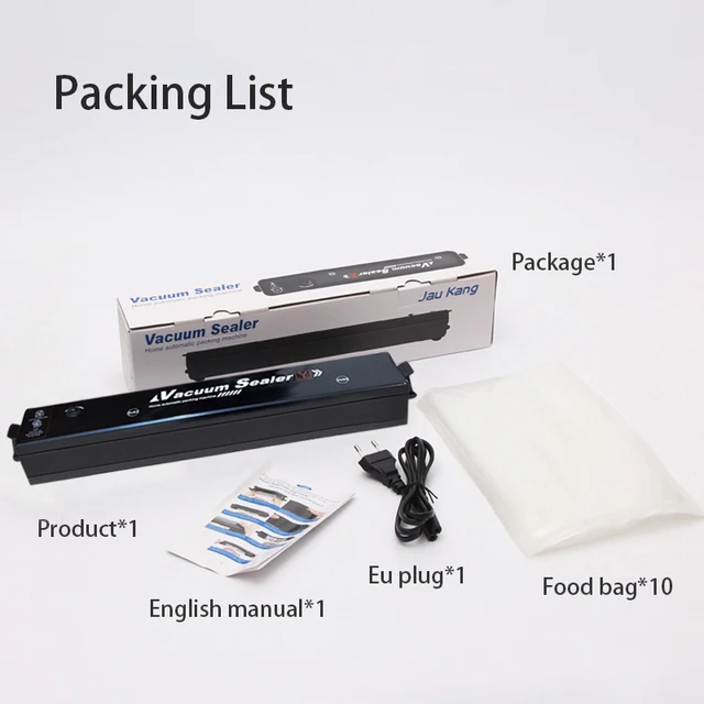 220V Household Food Vacuum Sealer Food Packaging Machine Film Sealer Vacuum Packer With 10pcs Vacuum Bags Kichen Tool EU Plug 6