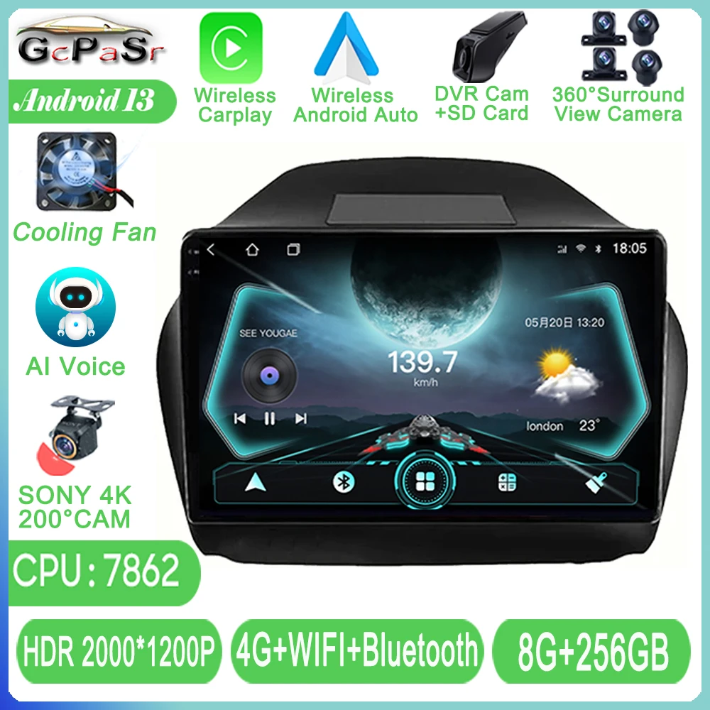 Radio con GPS para coche, reproductor Multimedia con Android, vídeo, HDR, QLED, WIFI, Carplay, cámara, para HYUNDAI Tuscon IX35 2011 - 2015