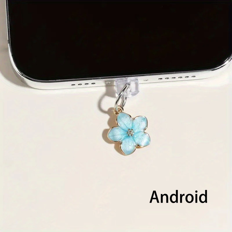 Elegant Floral Dust Plug Pendant for Type-C Charging Ports