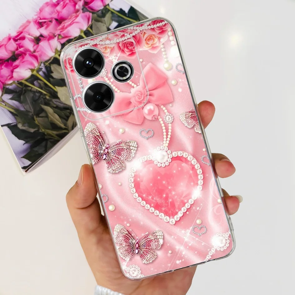 2024 Fashion Tulip Flower & Butterfly Soft Silicone Clear Phone Case