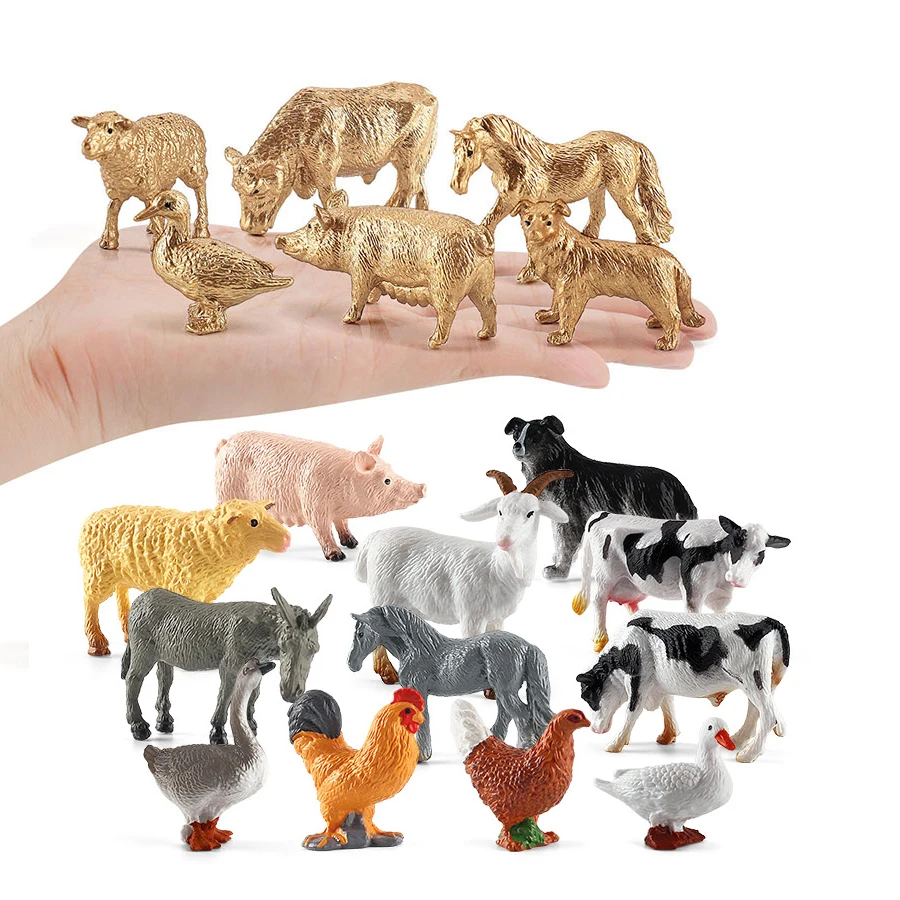 

Realistic Farm Animals Model Toys Statues Plastic Farm Mini Figurines Miniature Playset Party Favors Toys Cupcake Toppers 12pcs