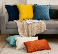 Inyahome New Velvet Solid Color Decorative Cushion 1