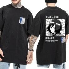 

Japanese Anime Attack on Titan T-shirt Eren Yeager Cartoon Graphic Harajuku Short Sleeves Tees Shirt Summer Cotton Oversized Top
