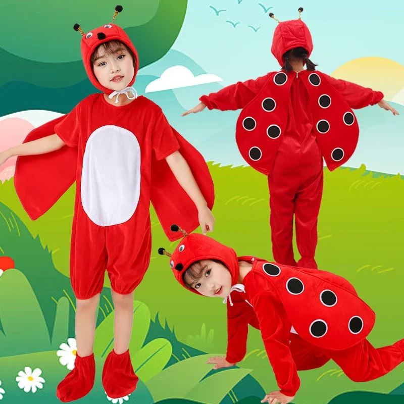 

Новая детская одежда для выступлений на сцене, Хэллоуин, насекомые, красные, семерка звезд, Божья коровка