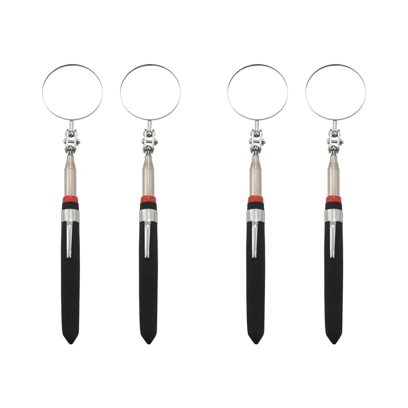 

4-Pack Round 2-Inch Telescoping Inspection Mirror,Extends Up To 24.5 Inches,Black