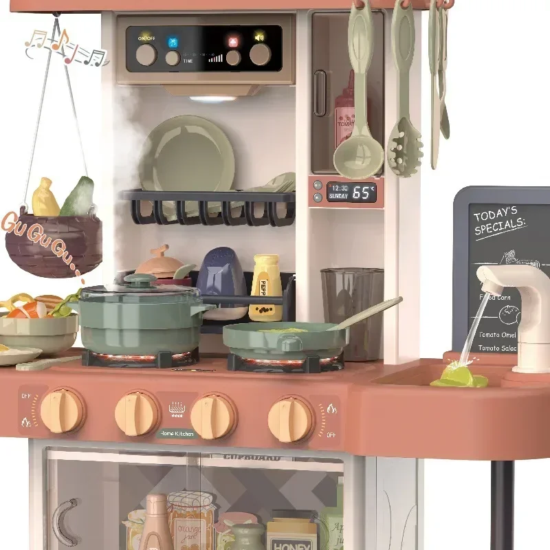 72cm Children's Fashion Playing Home Simulation Kitchenware Cooking Mini Kitchen Toys Light Music Christmas Gift