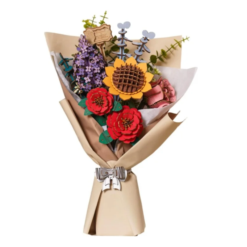 Robotime Wooden Flower Bouquet 3D Puzzle Kit