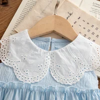 Vêtements d'été en coton pour petites filles, couleur unie, sans manches, à revers, robes de plage mignonnes pour filles 6