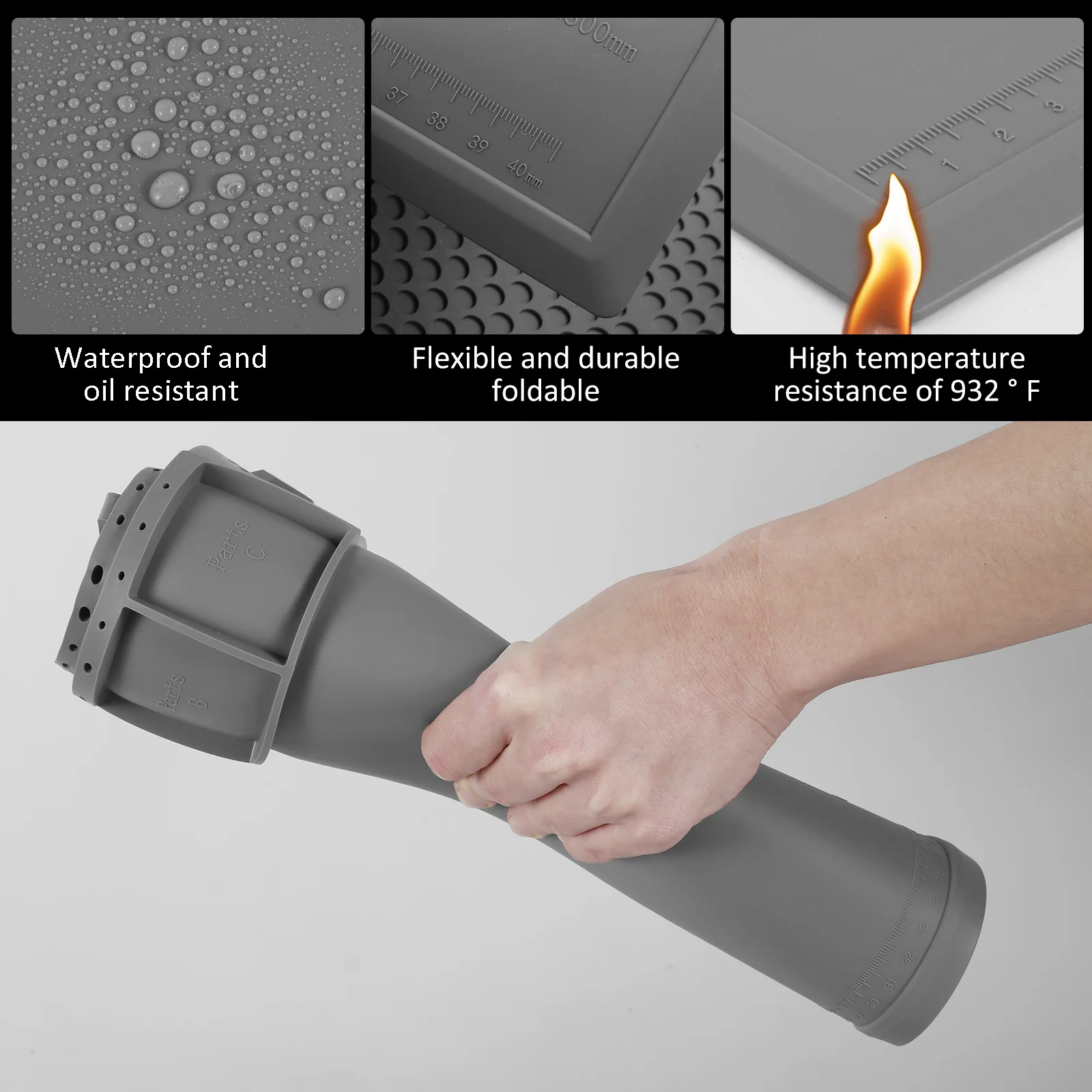 Heat-Resistant Silicone Soldering Mat – 932°F Fireproof, Magnetic, Anti-Slip, For Phone & Laptop Repair (17.8 X 11.8 Inches) - View #2