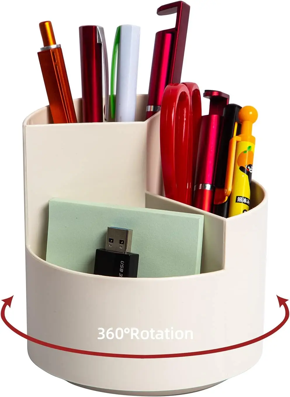 Desk Pencil Pen Holder 3 Slots 360-Degree Spinning Desktop Storage Pen Organizers Stationery Supplies for Office Art Supply pen holder,pen and brush holder