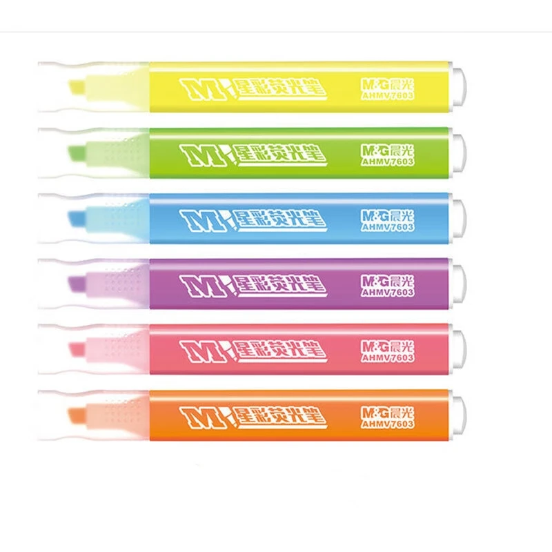 M&G 12pcs Highlighter Pens, Fluorescent Markers, Hand-Painted, Smooth Writing for School Art Students Boys Girls