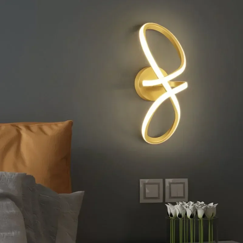 

Modern LED Wall Lamp Nordic Gold Bedroom Bedside With Plug Wall Sconce For Minimalist Entryway Corridor Aisle lights