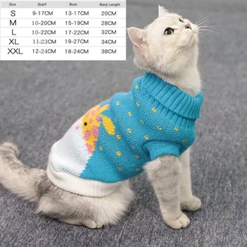 S-2XL Turtleneck Cat Sweater Knitted Jumper Cat Christmas Sweater for Cats Small Dogs Winter Sphinx Cat Clothes Pet Costumes 1