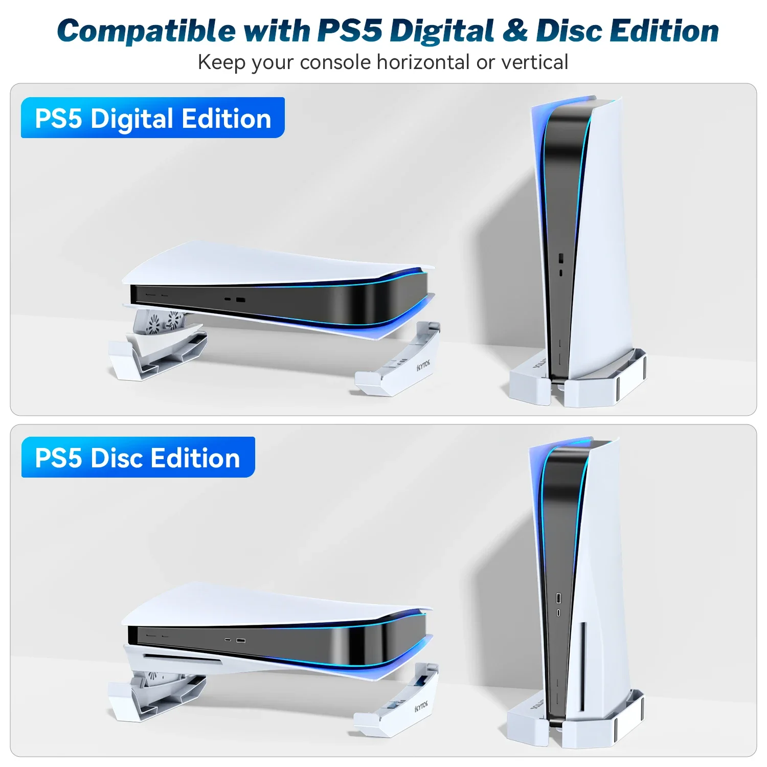 PS5 콘솔용 수평 및 수직 냉각 스탠드, PS5 듀얼 냉각 팬, 플레이스테이션 5 디스크 및 디지털 에디션 쿨러