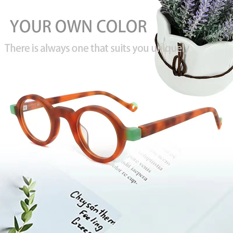 

High quality acetate round glasses frame new niche men retro optical myopia Eyeglasses women prescription reading Eyewear unisex