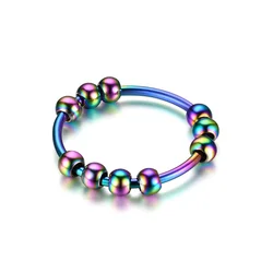 Gold Stainless Steel Spinner Bead Ring - Anti - Stress Fidget Jewelry - 8 (Multicolor)