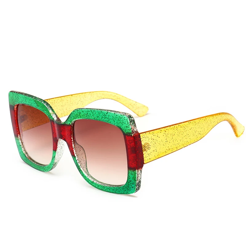 Stile oversize di marca MARRONE WOMEN'S Glamour occhiali da sole in metallo UV400 
