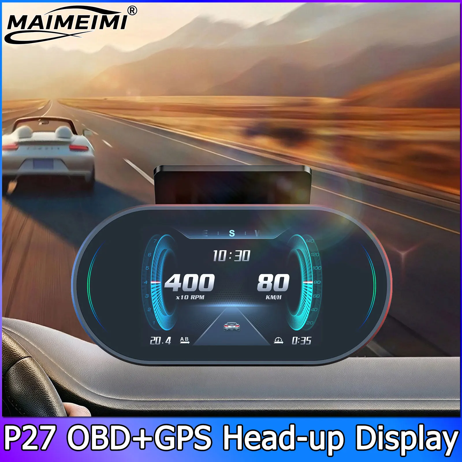 자동차 헤드업 디스플레이 P27 게이지 고화질 속도계 자동차 진단 도구 OBDⅡ+GPS 스마트 OBD 오류 코드 제거