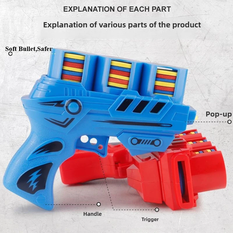 2Pcs Kids Flying Saucer Gun Toy Christmas Gift Outdoor Indoor Games Interactive Sport Toys Soft Bullet Shooting EVA Carrot Gun 2