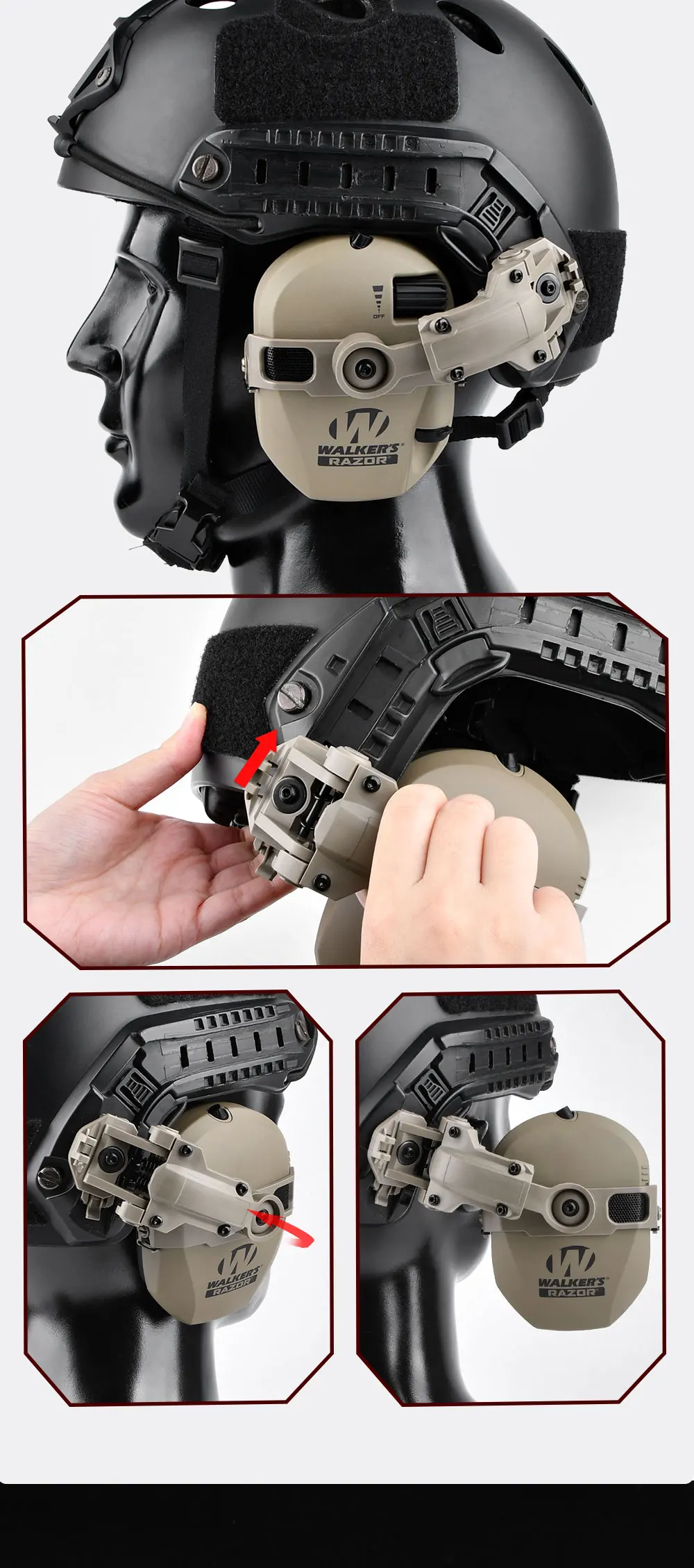 WADSN Taktische Headset ARC Halterung Halter FAST Wendy Helm Noise Cancelling Kopfhörer Airsoft Zubehör Earmor – Detail 5