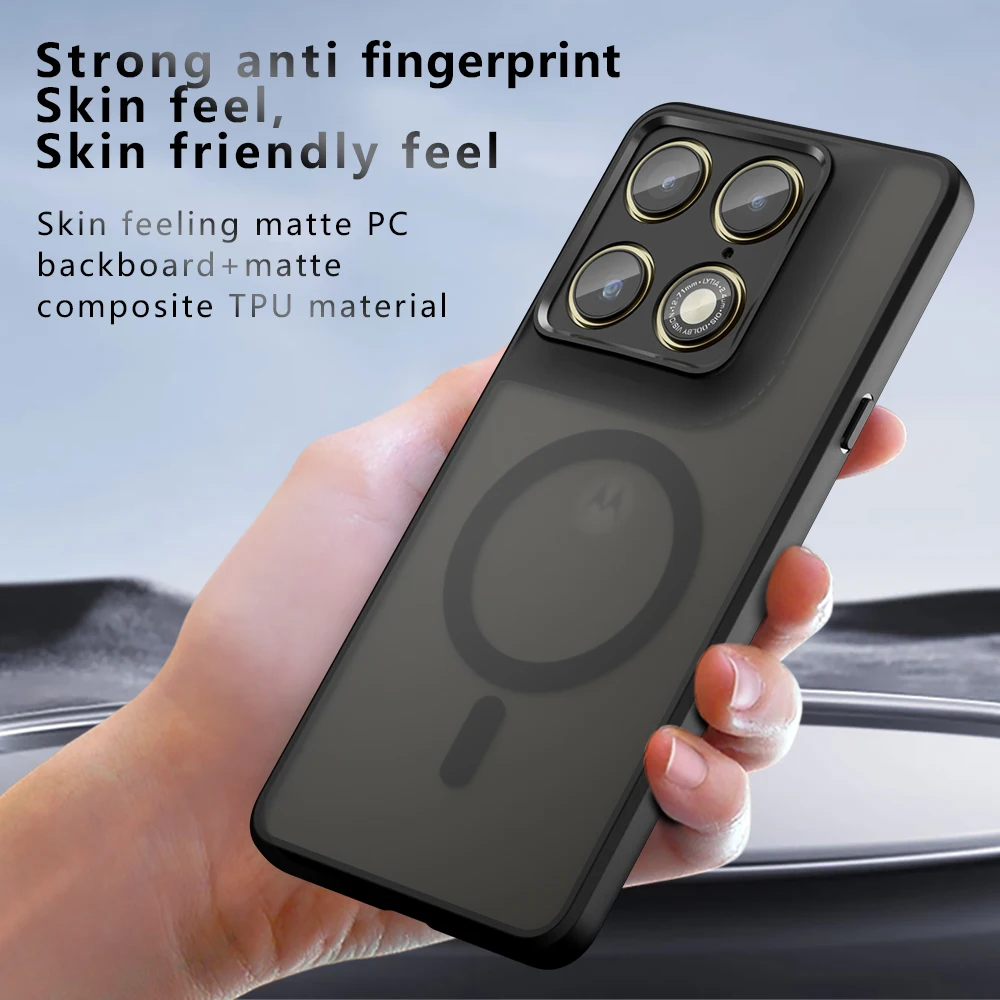 Magnetic Wireless Charging Shockproof Matte Phone Case with Soft TPU Frame and Hard Plastic Back