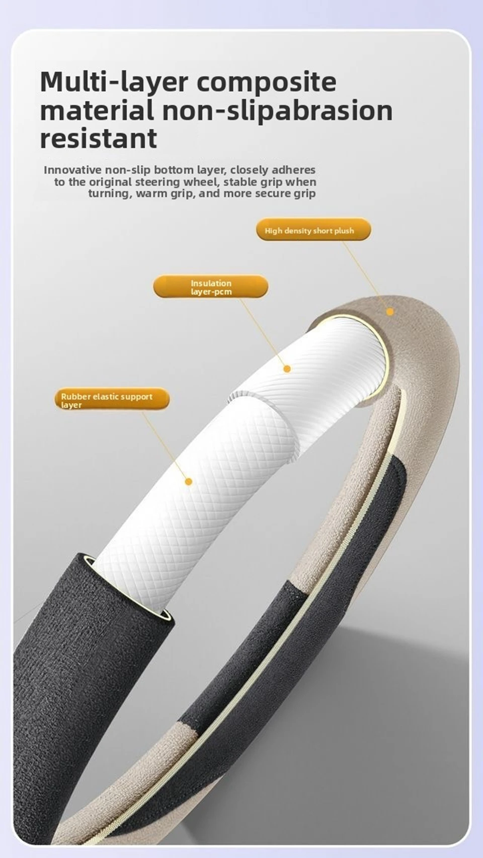 Ganzjahres-Lenkradbezüge aus atmungsaktivem Wildleder, passend für 37-38 cm Lenkradbezüge, Auto-Innenausstattung – Detail 12