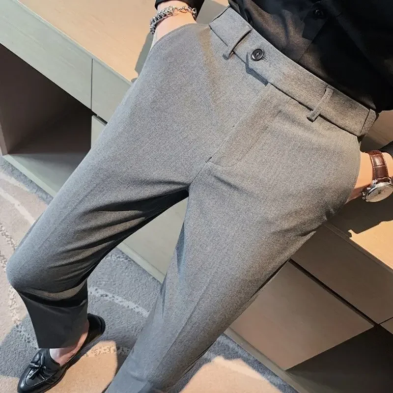 thumbnail image 1 of Pantalones de traje fluido para hombre, elásticos, para negocios, sociales, confección, pantalones elásticos para hombre, drapeados, clásicos, nuevos, en oferta de ropa barata, vestido, 1 of 4