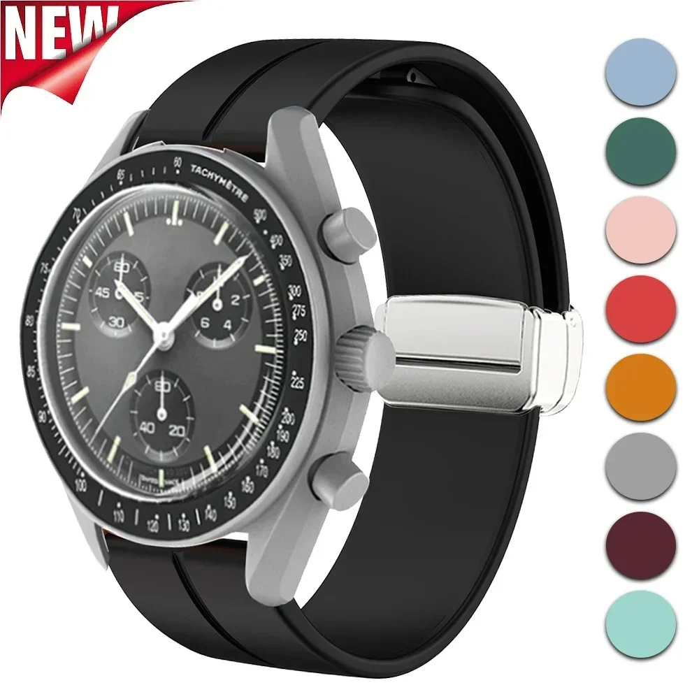 Cinturino Con Fibbia Magnetica Per Omega X Swatch Joint Moonswatch Cinturino In Silicone Morbido 20Mm Uomo Donna Moon Mercury Mars Bracciale Sportivo