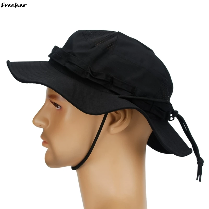 Men Professional Climbing Sun Hat Breathable Mesh Hunting Hats UV Protection Summer Hiking Camping Caps Drawstrings Shading Cap