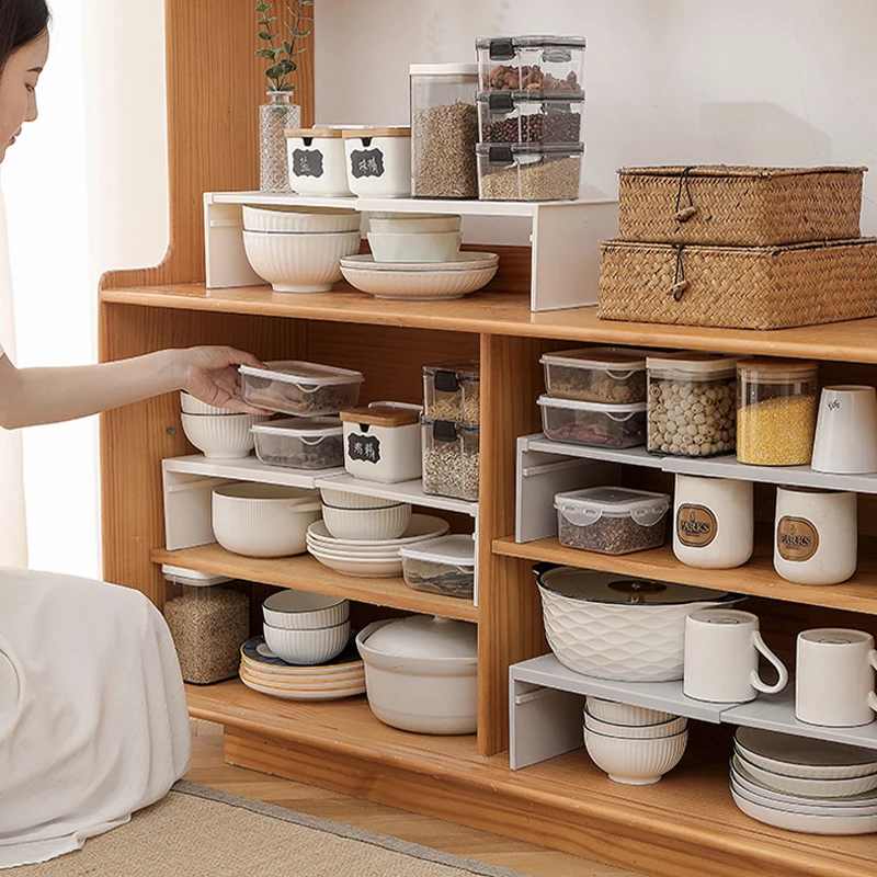 Retractable Kitchen Shelf Household Multifunctional Cabinet Layered Dish Seasoning Bottle Finishing Space-saving Storage Rack