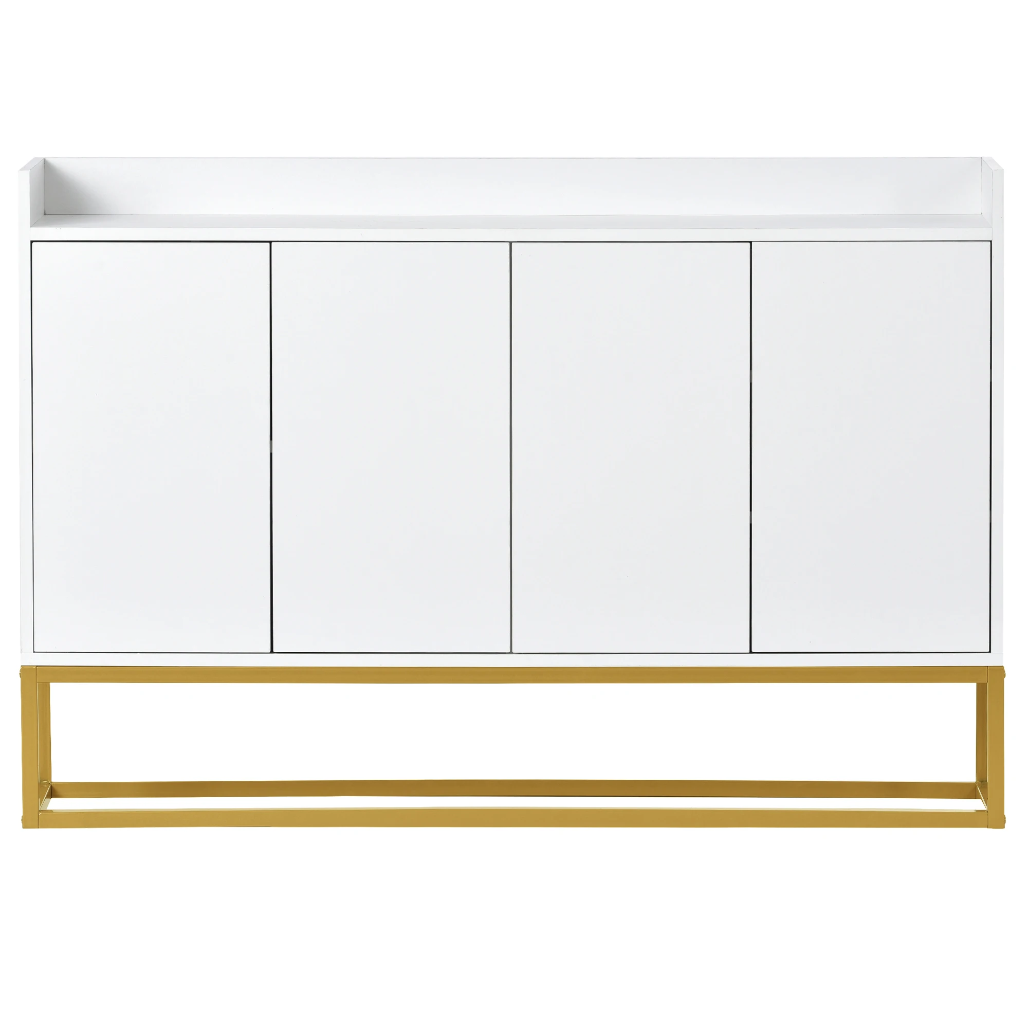 Modernes minimalistisches Sideboard, 4-türiges Griffloses Buffet für Esszimmer, Wohnzimmer, Küche (Weiß) – Detail 16