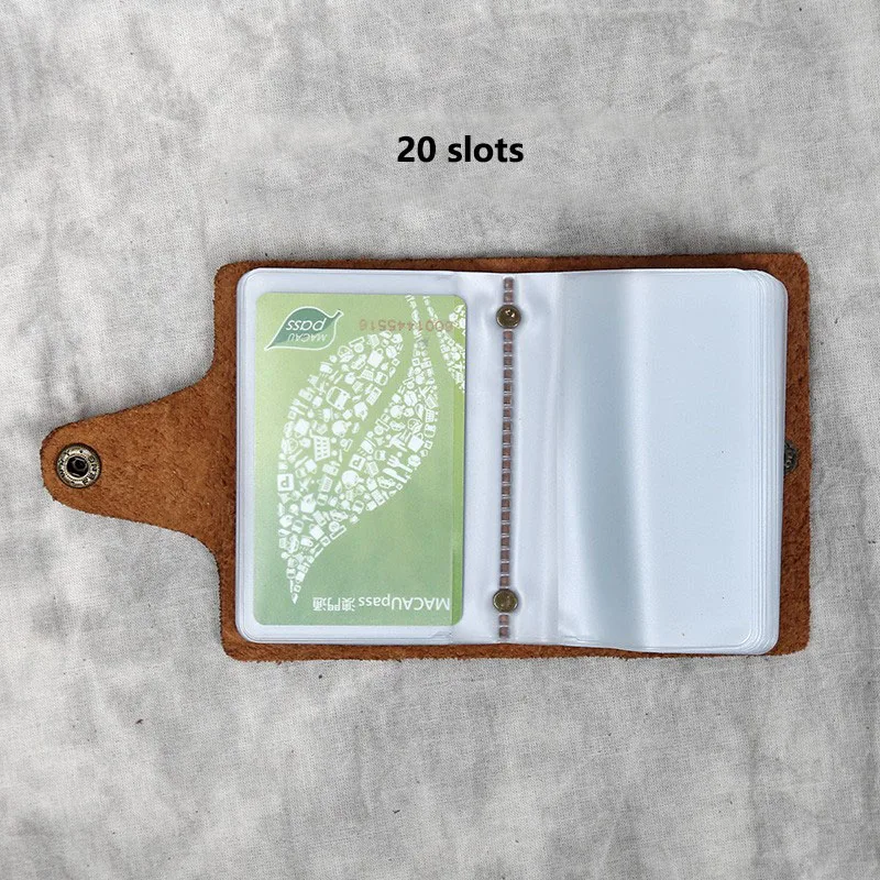 Vintage Leather ID Credit Card Holder Fashion Women's 20 Card Slim Natural Cowhide Pocket Protector Men's Card Holder NZPJ
