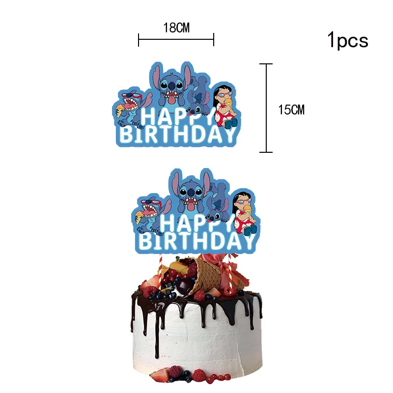 Disney Anime Stitch Party Decoration Props Cake Decor Supplies Children's Toys small cup cake toppers happy birthday decoration images - 6