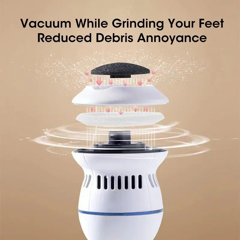 Electric Foot Grinder with Automatic Vacuum USB Rechargeable Two-speed Adjustment and 4 Grinding Heads Callus Dead Skin Removal